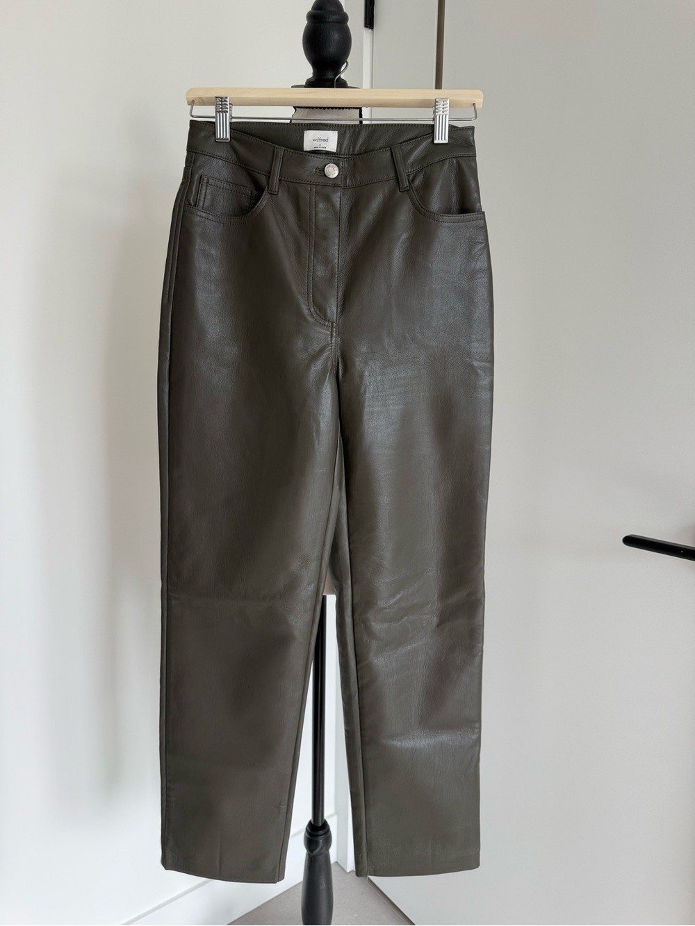 Wilfred Olive Green Straight-Leg Faux Leather Melina Pants